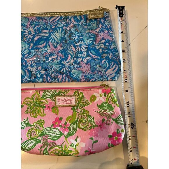 2 Lilly Pulitzer Cosmetic and Traveling Pouch Blue Pink - Picture 8 of 10